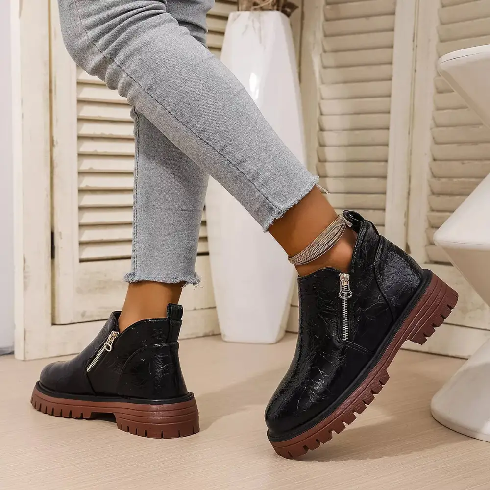 Round Toe Block Heels Boots
