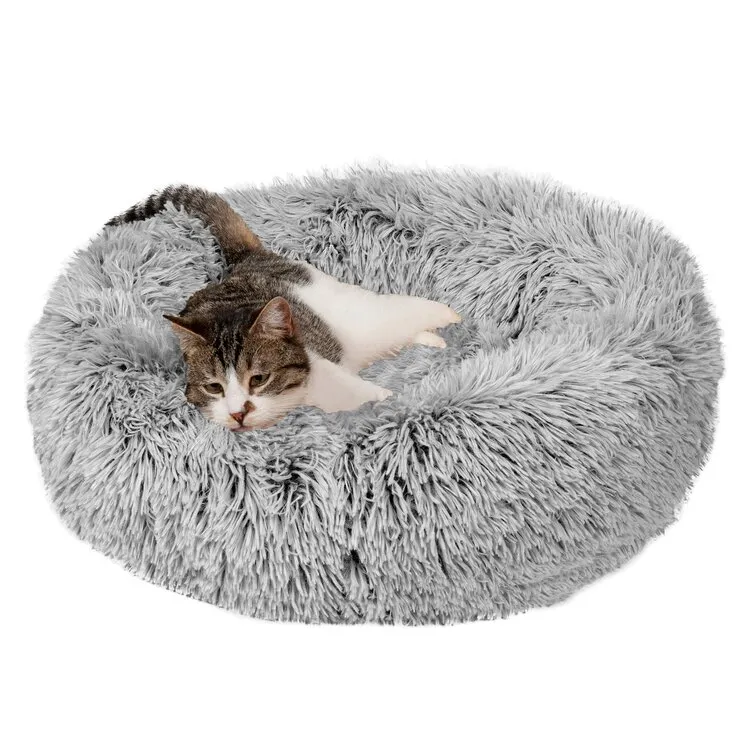 Calming Cuddler Long Fur Donut Bed