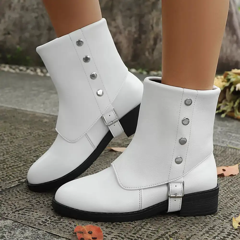 Structured Round Toe Block Heel Boots