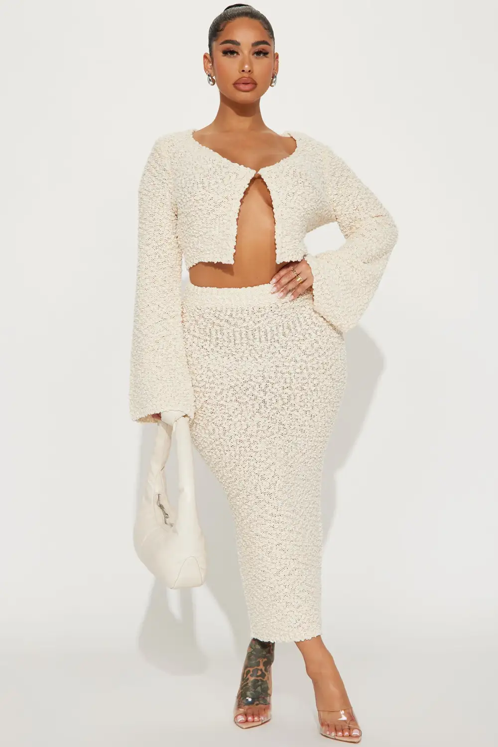 Shanelle Sweater Skirt Set - Ivory