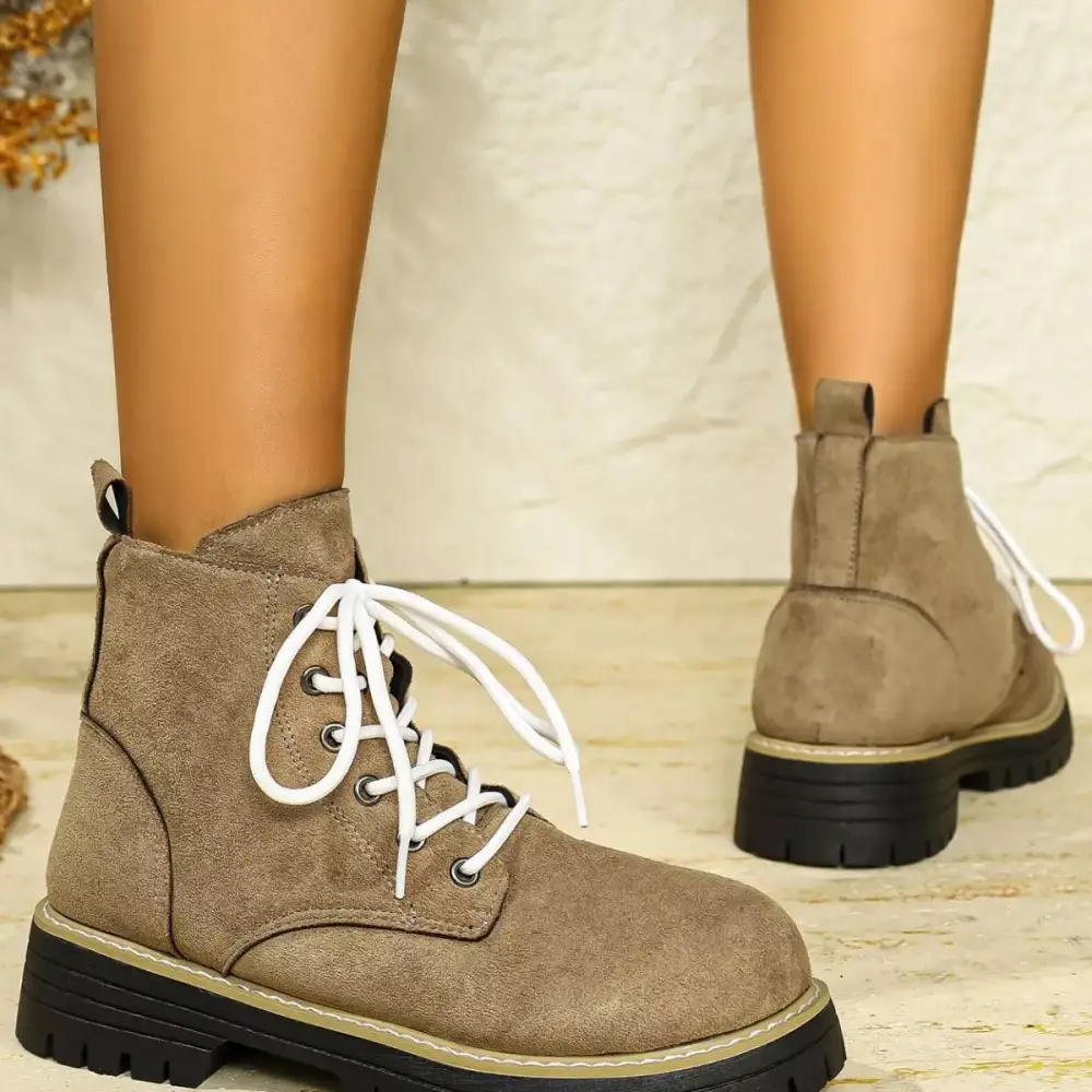 Round Toe Lace-Up Boots
