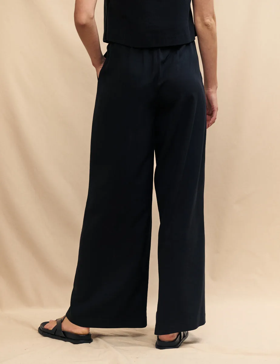 Black Tailored Front Pleat Trousers