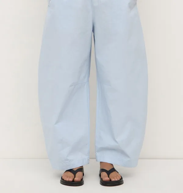 Voluminous Cotton Barrel-Leg Pant