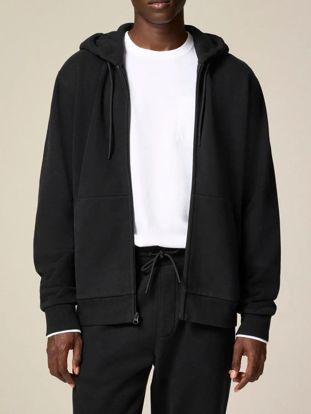 Black Zip Front Hooded Men's Jogger Style Sweatshirt