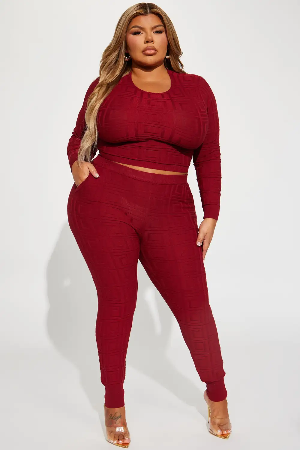 Never Complaining Sweater Legging Set - Burgundy
