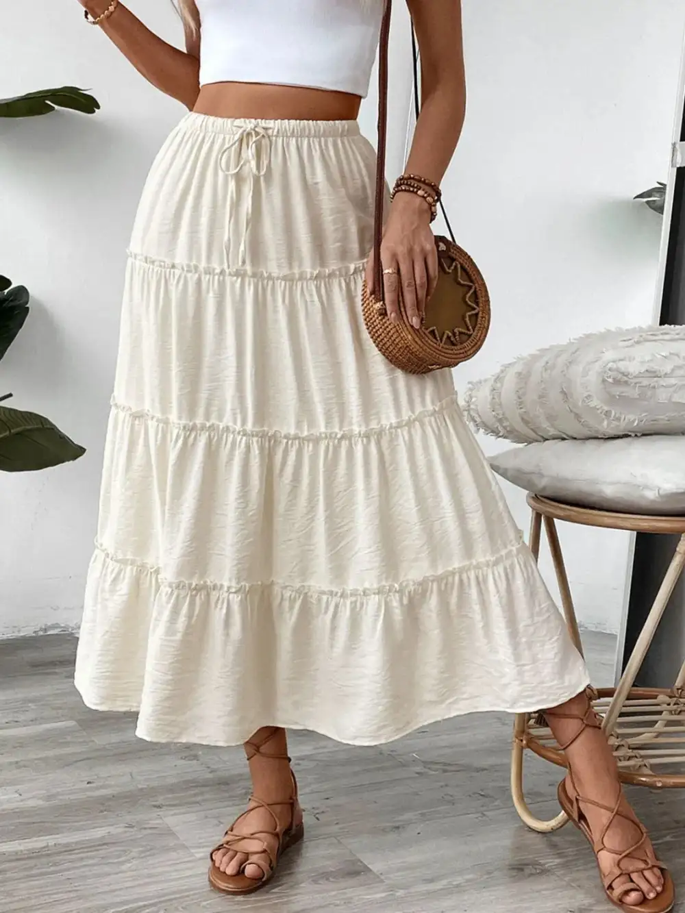 Tiered Drawstring Skirt