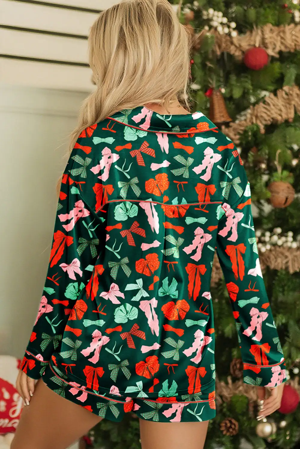Cozy Bow Print Short Pajama Set