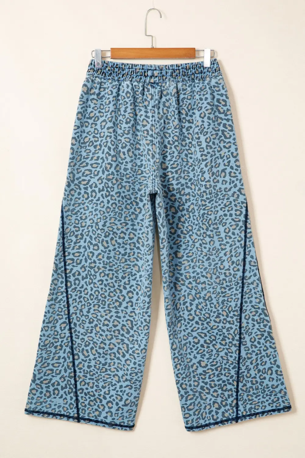 Wide Leg Drawstring Leopard Print Exposed Jeans