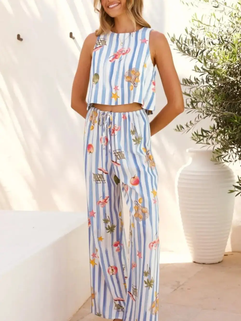 Striped Printed Jumpsuit