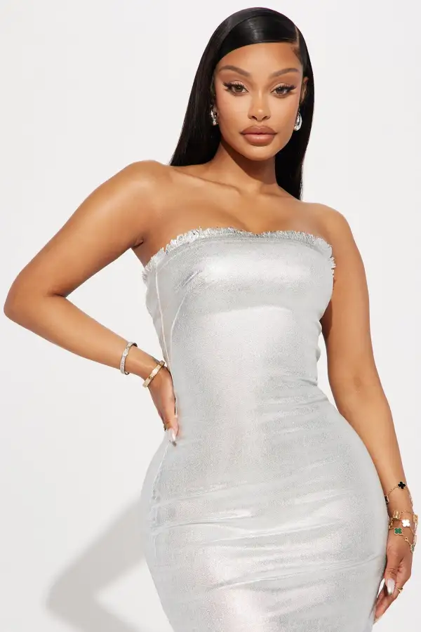 Aubrey Metallic Maxi Dress - Silver