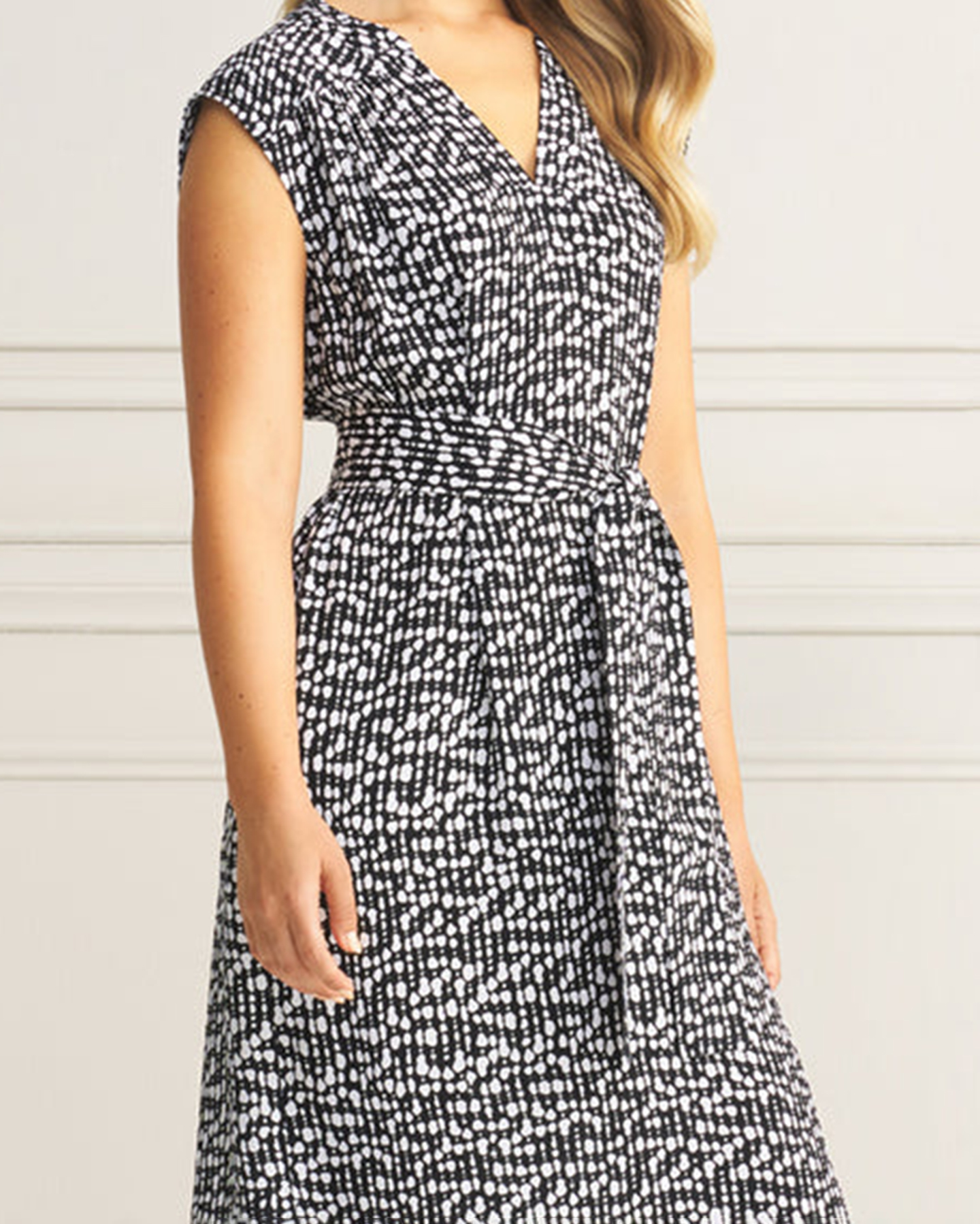 V-Neck Crepe Dress