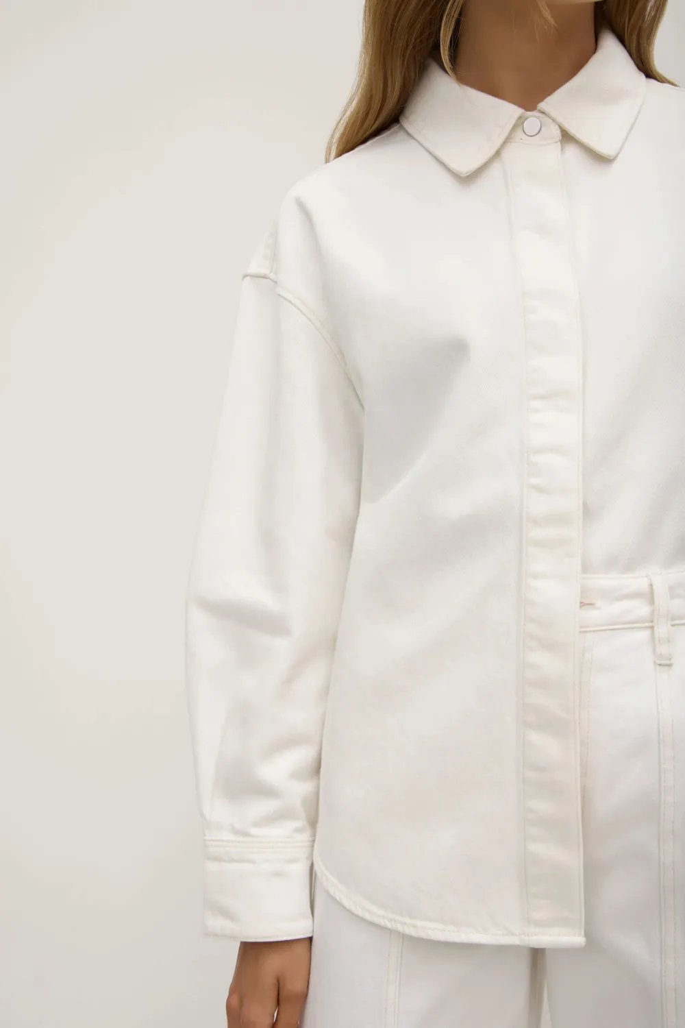 Hidden Concealed Button Denim Jacket