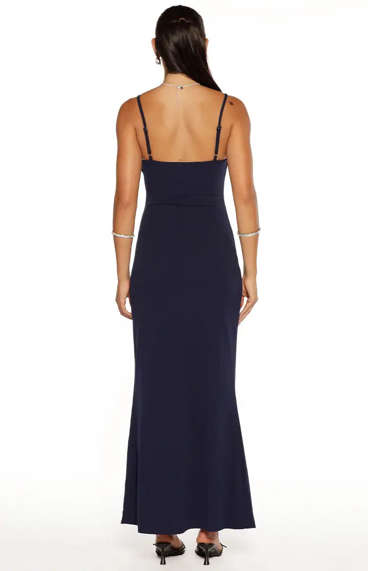 Ruched Bodycon Crepe Maxi Dress