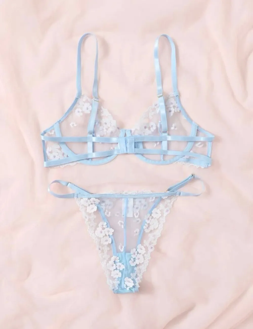 Classic Floral Mesh Lingerie Set