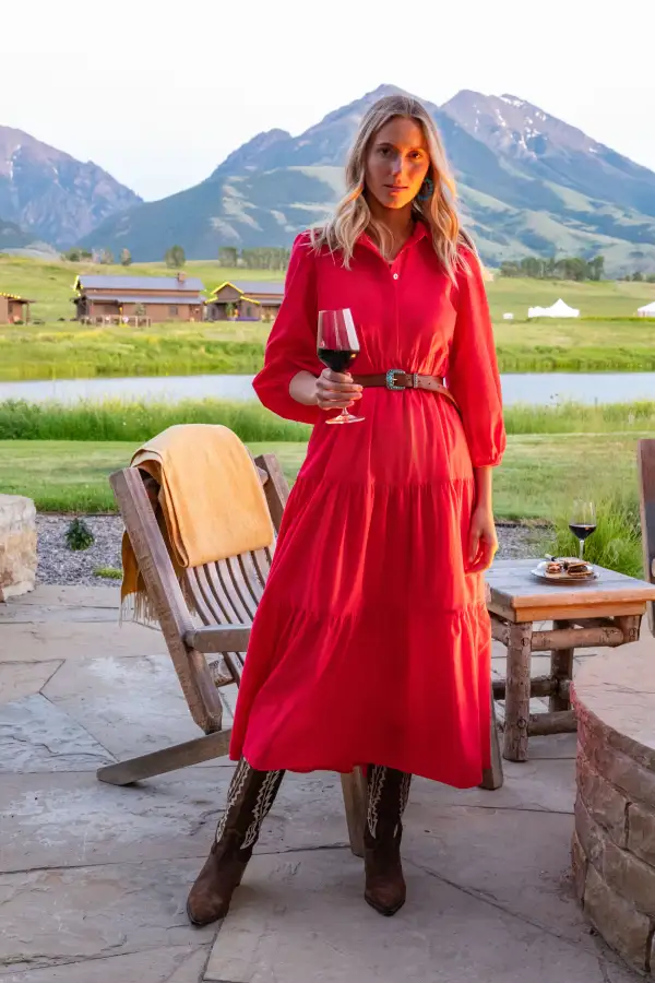 Hibiscus Red Mabel Maxi Dress