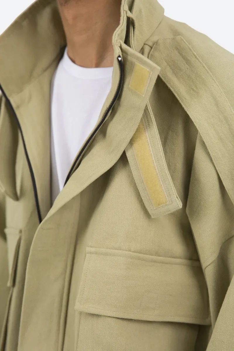 KHAKI CROP STYLE CARGO JACKET