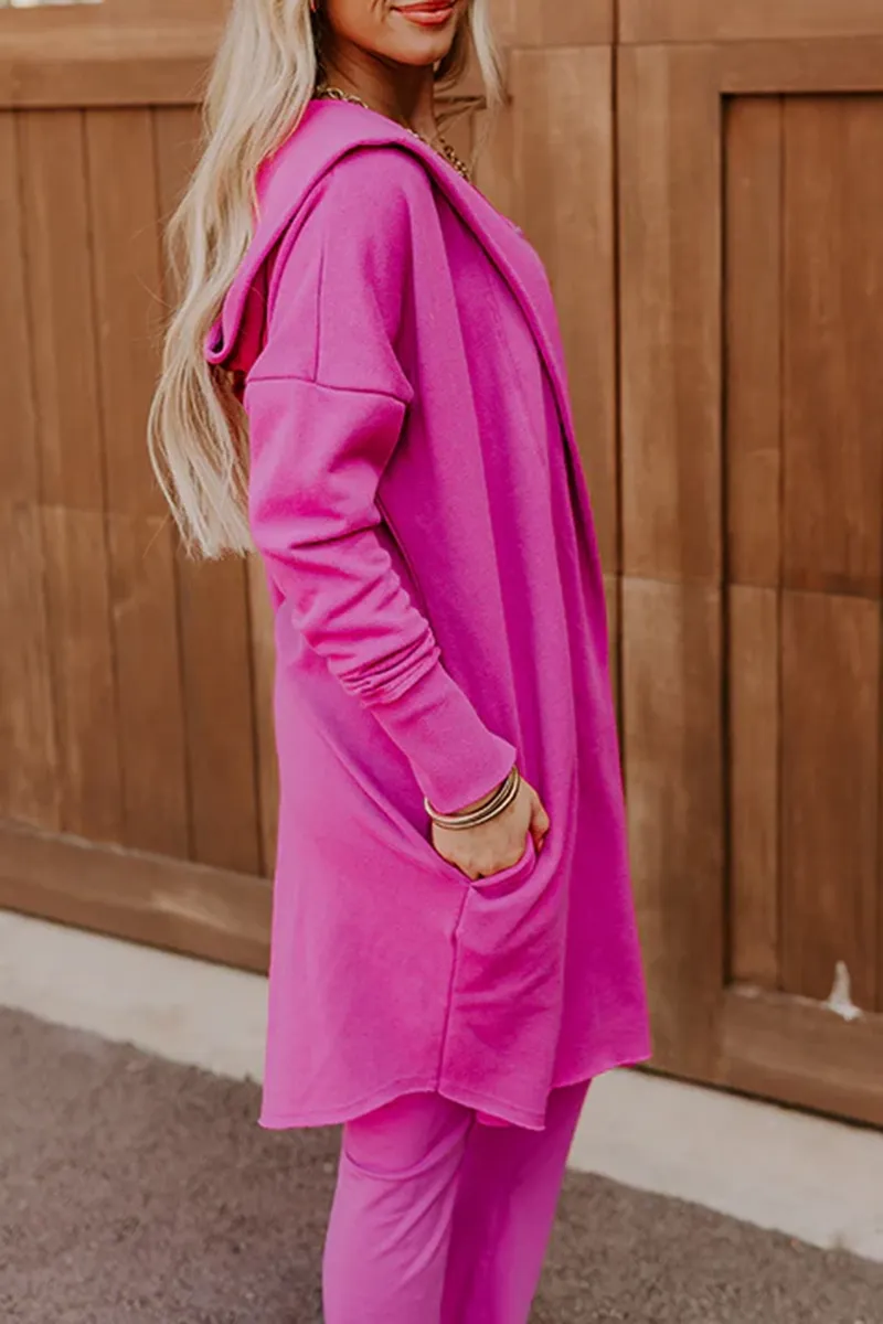Casual Long-Sleeved Loose Ribbed Hooded Jacket