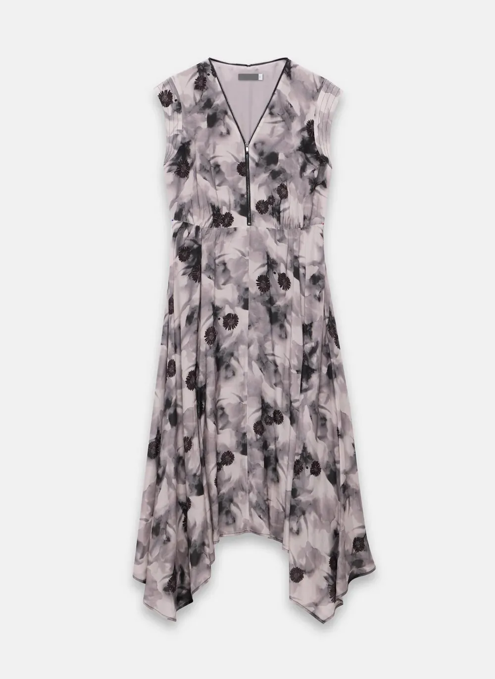 Casual Style Grey Abstract Print Midi Dress