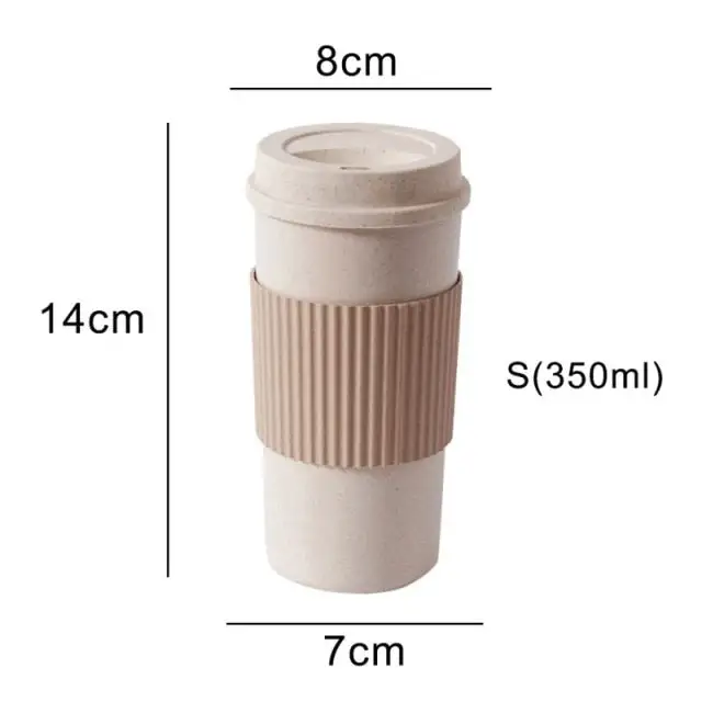 (Store Closing Sale) Wheat Fiber Straw Coffee Mug Double-wall Insulation Eco-friendly Coffee Cup Travel Leakproof Gift Mugs