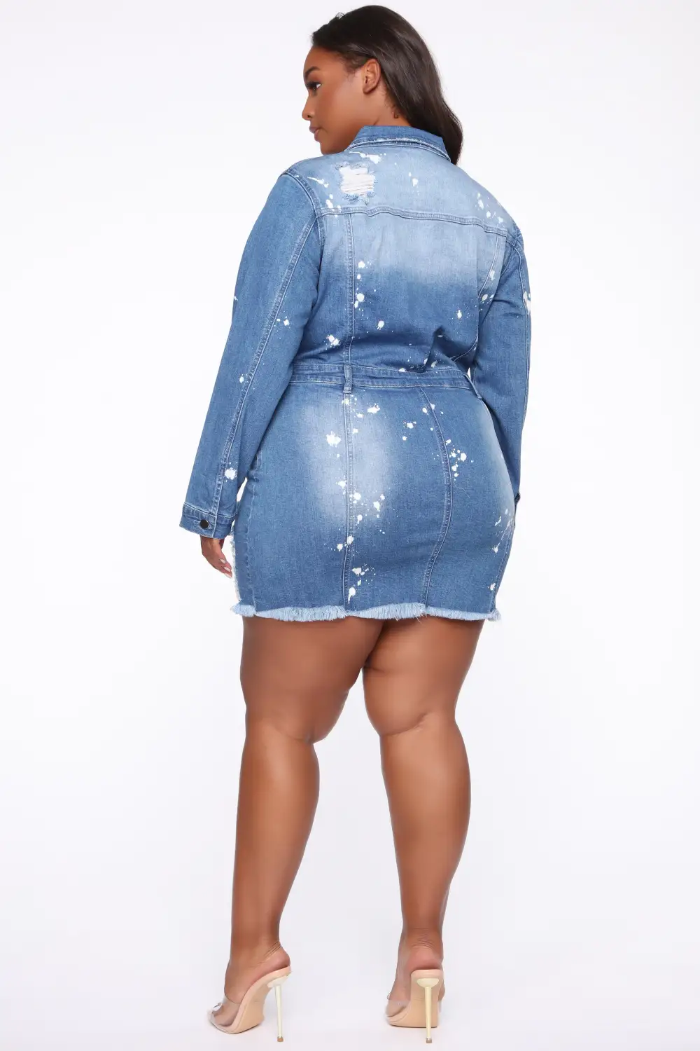 Do Some Damage Denim Mini Dress - Medium Dark