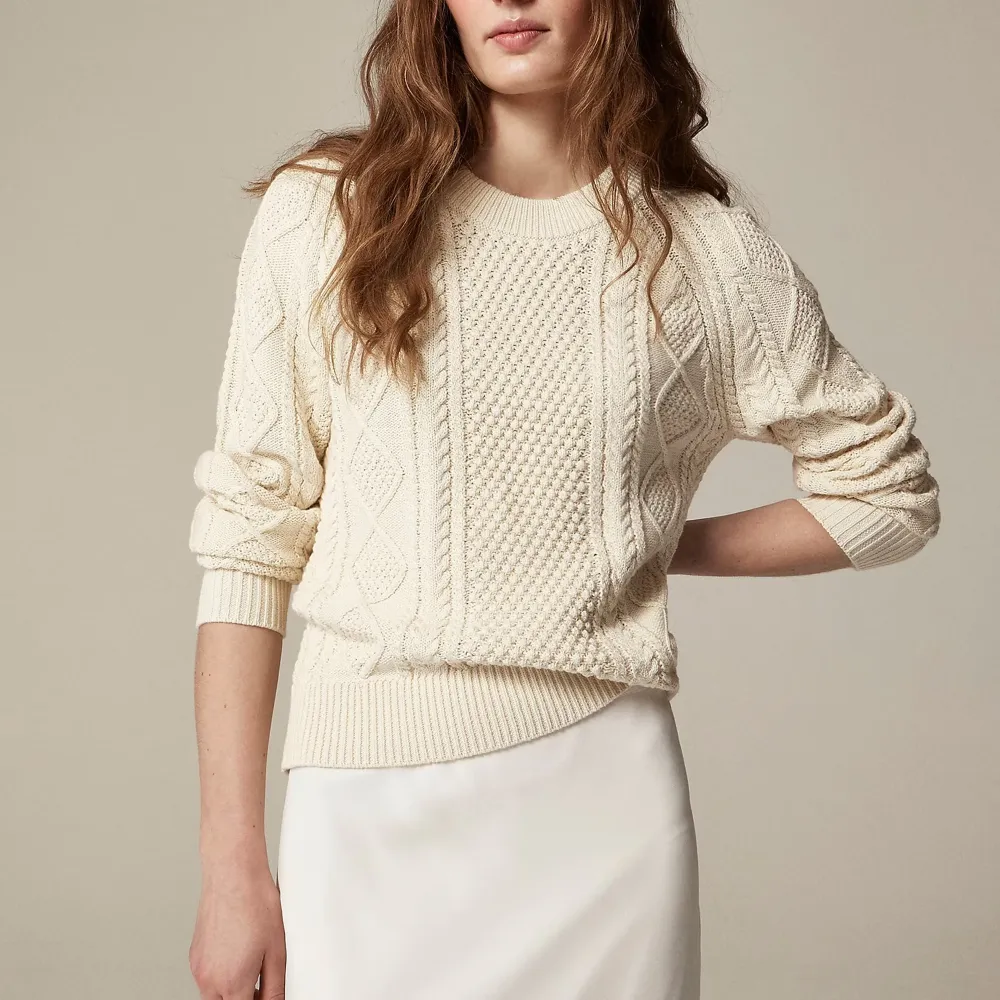 Cotton Cable-Knit Crewneck Sweaters