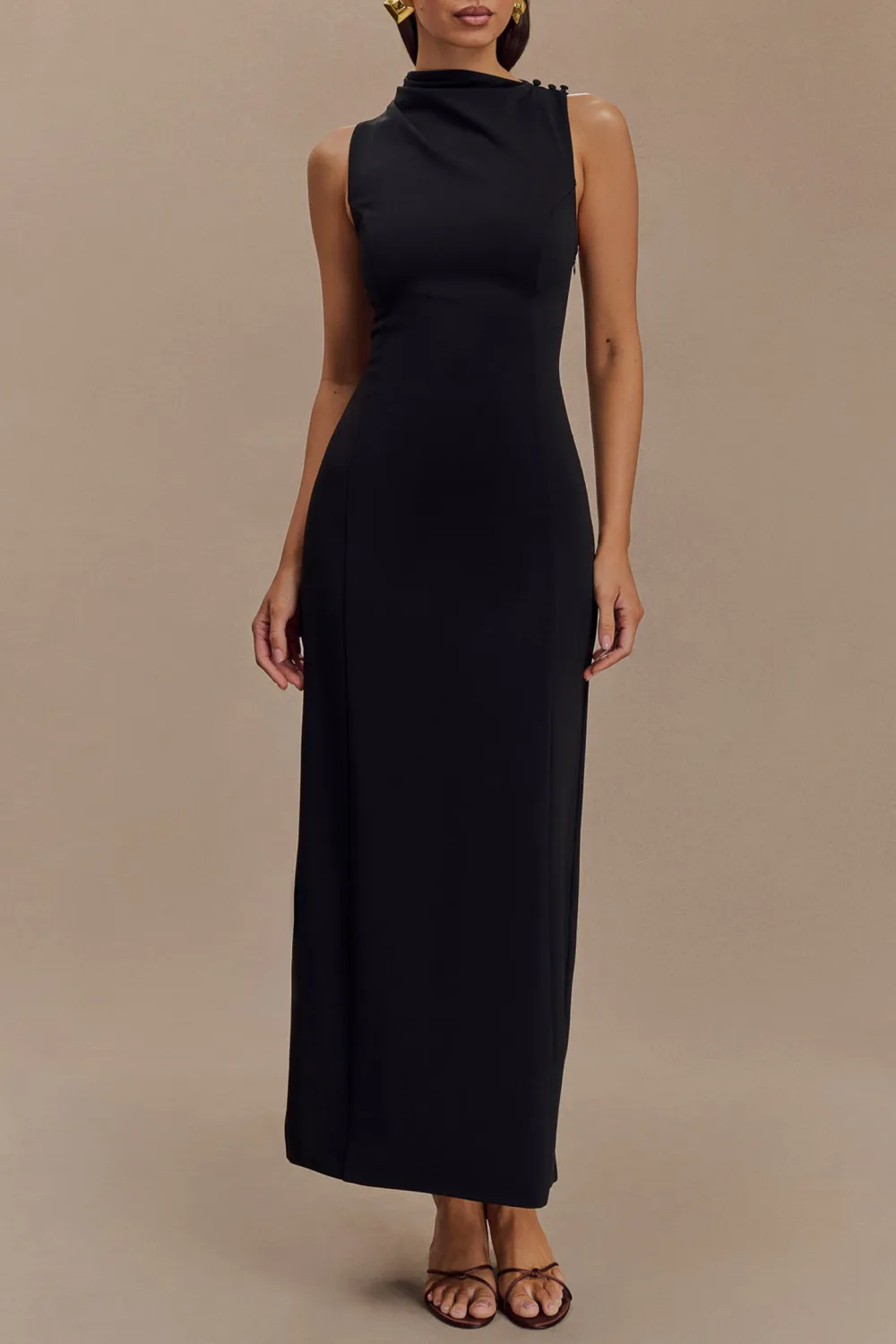 Daily Draped Stretch Crepe Maxi Dress