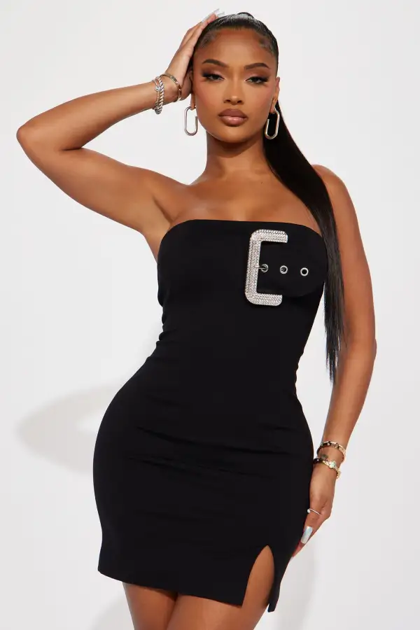 Isabelle Embellished Mini Dress - Black
