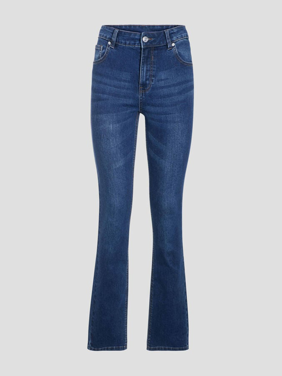 Jeans regular taille haute denim brut femme