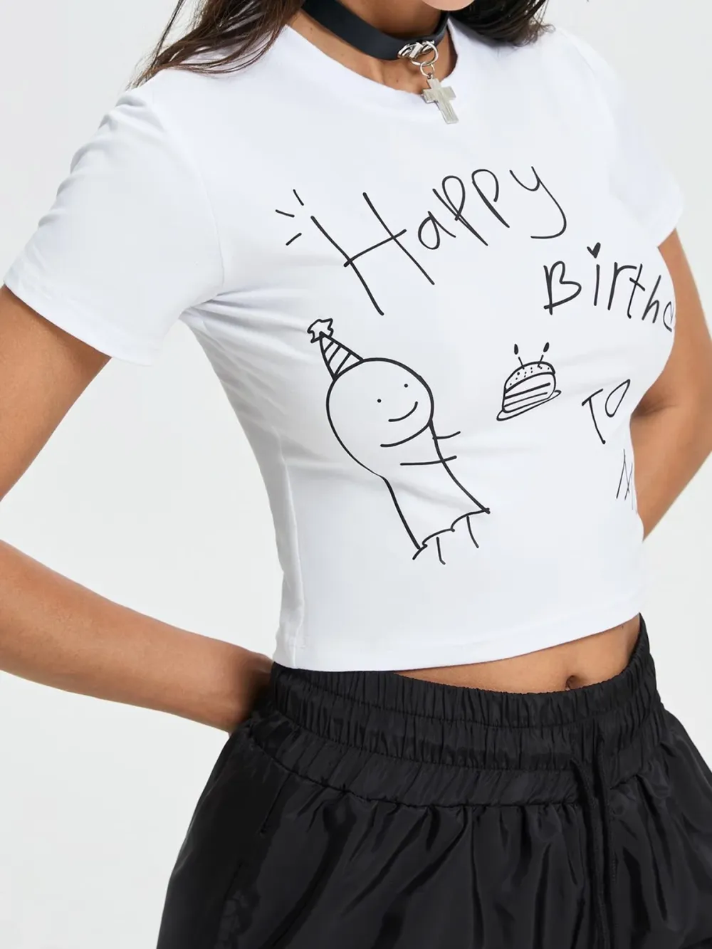 Y2K White Basic Top T-Shirt