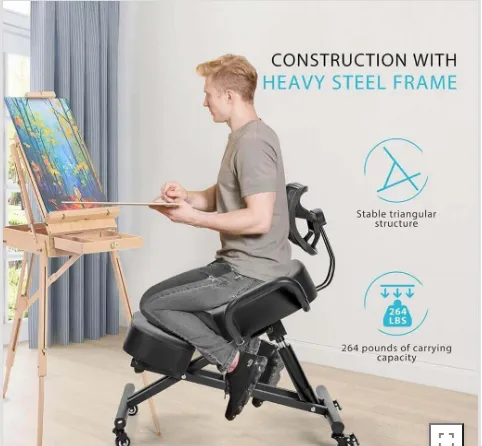 Ergonomic Kneeling Chair With Backrest Adjustable Height