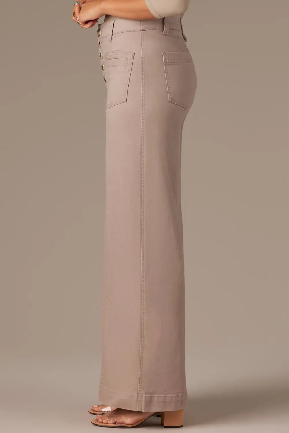 Petite Button Fly Wide Leg Pants