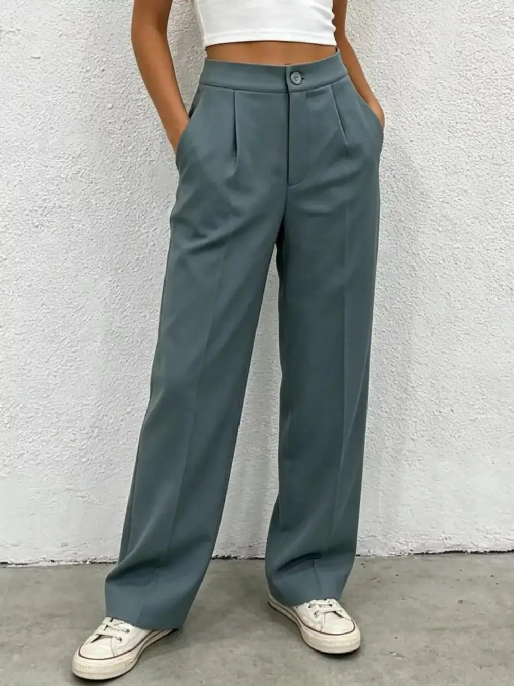 High Waist Wide Leg Pleated Pants