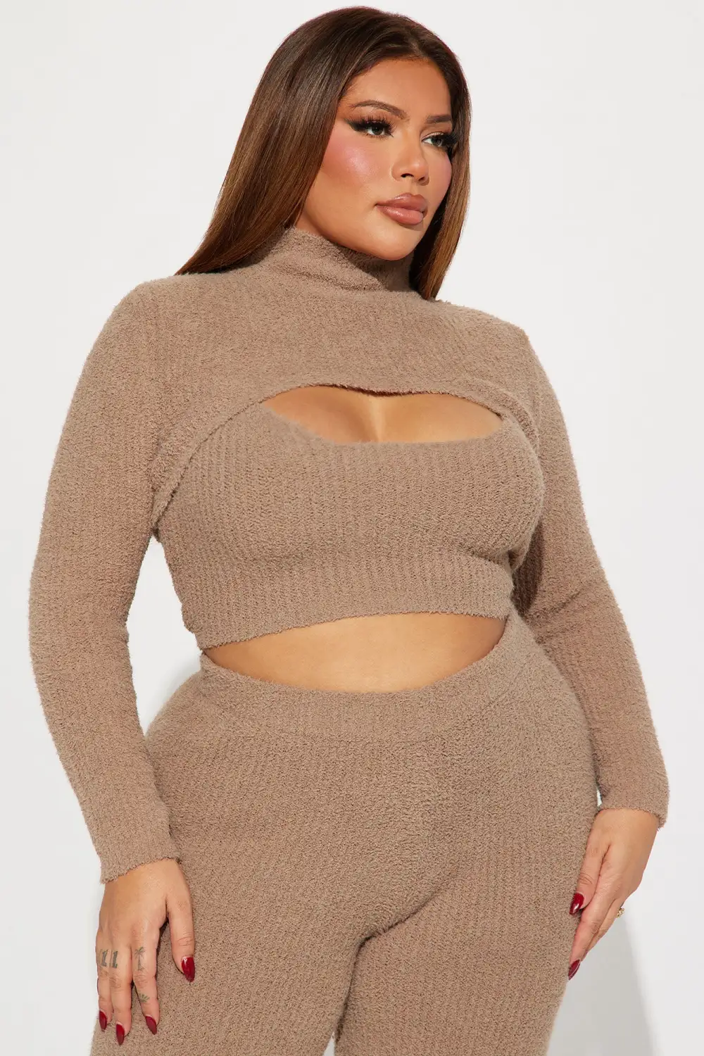 Feeling Cozy 3 Piece Pant Set - Taupe