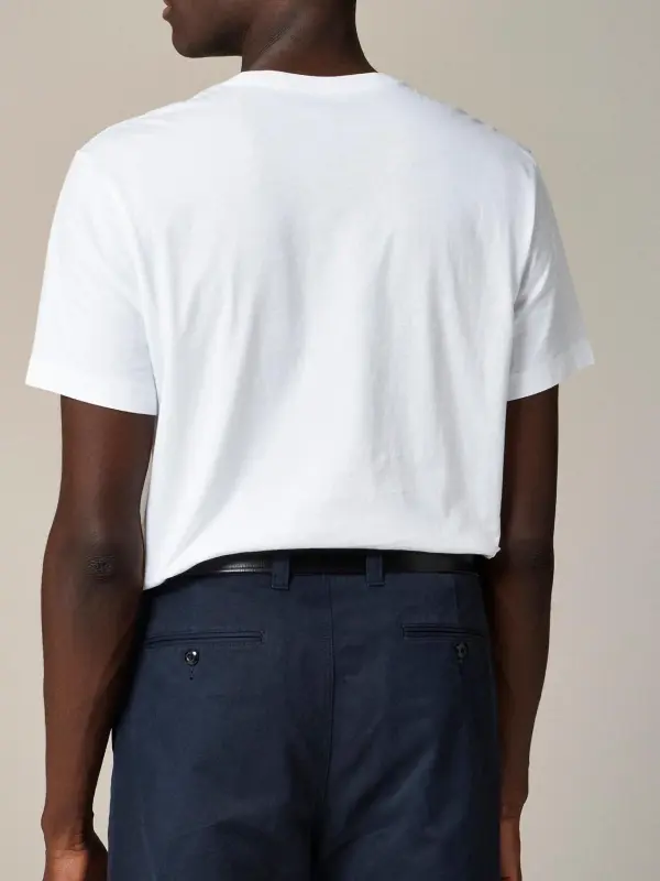 White Solid Color Crew Neck T-Shirt