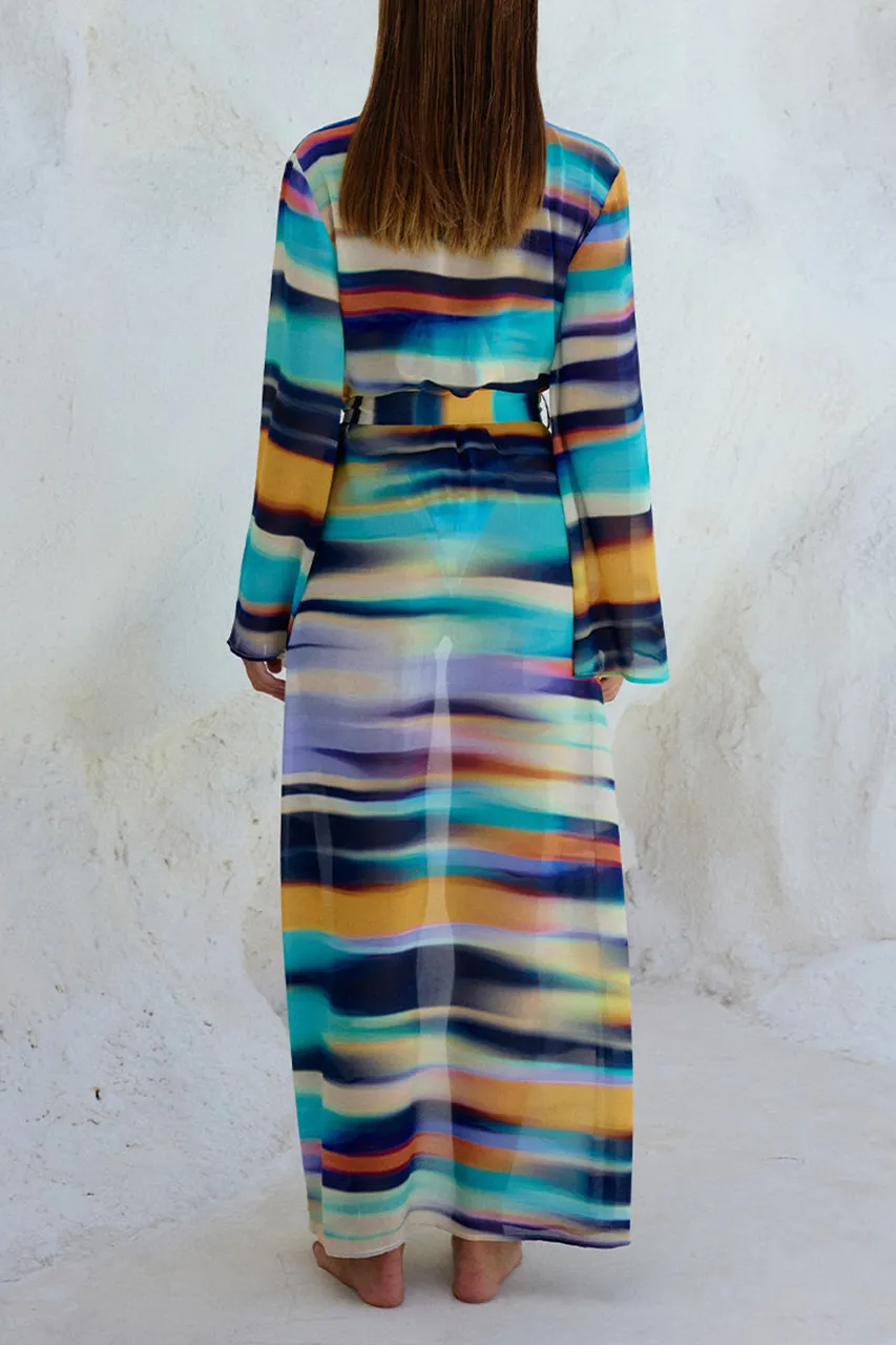 Multicolor Printed Sun Protection Swimsuit