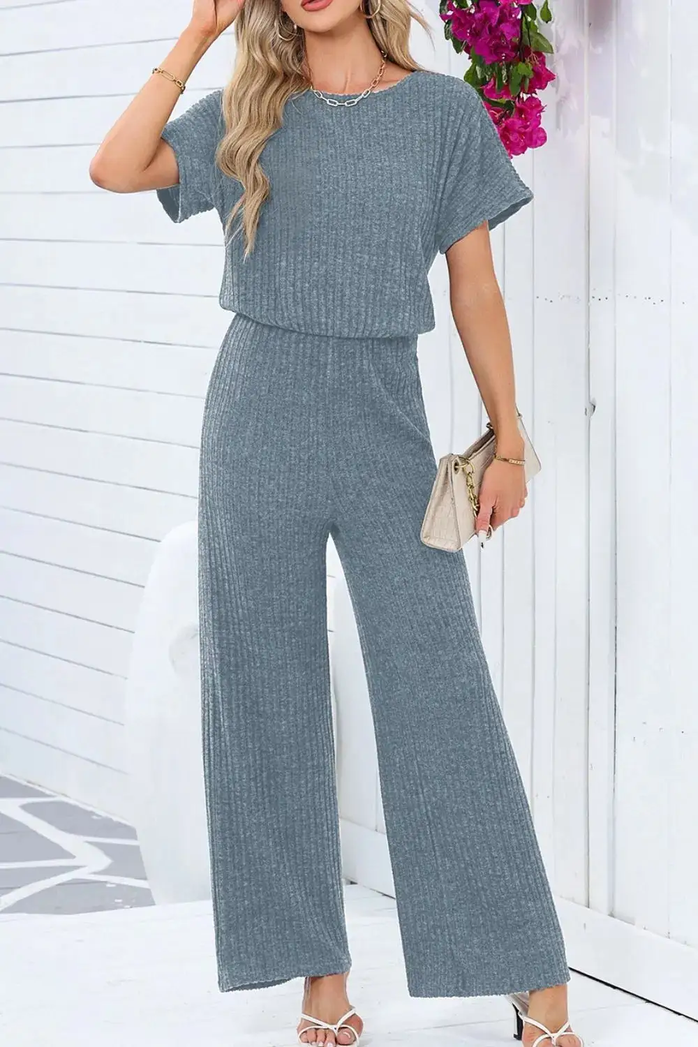 Everyday Ribbed Wide Leg Jumpsuit
