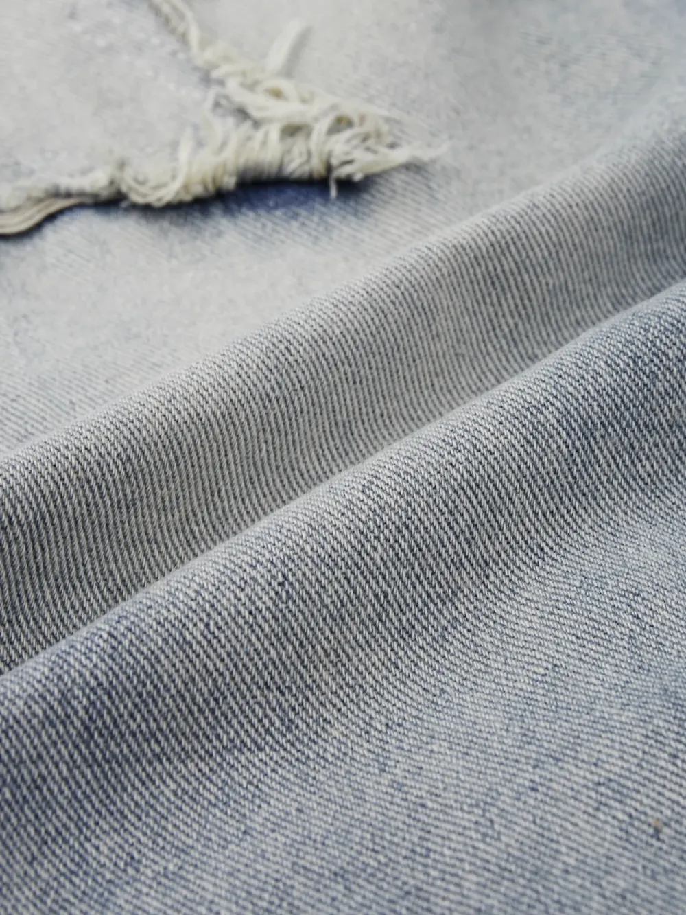 Denim Raw Edge Embroidery Star Straight Jeans