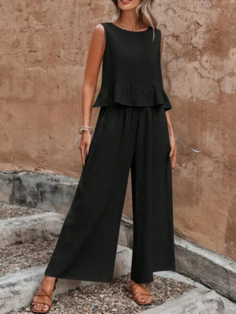 Ruffle Wide Leg Jumpsuit