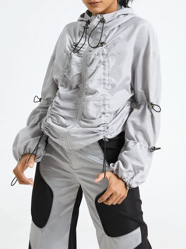 Drawstring Hoodie Plain Long Sleeve Jacket