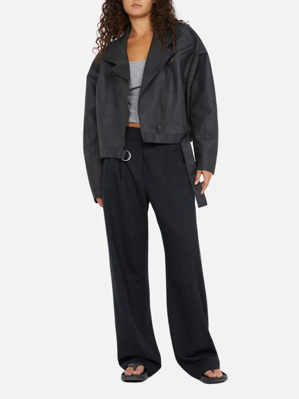 Asymmetrical Lapel Zip Up Jacket