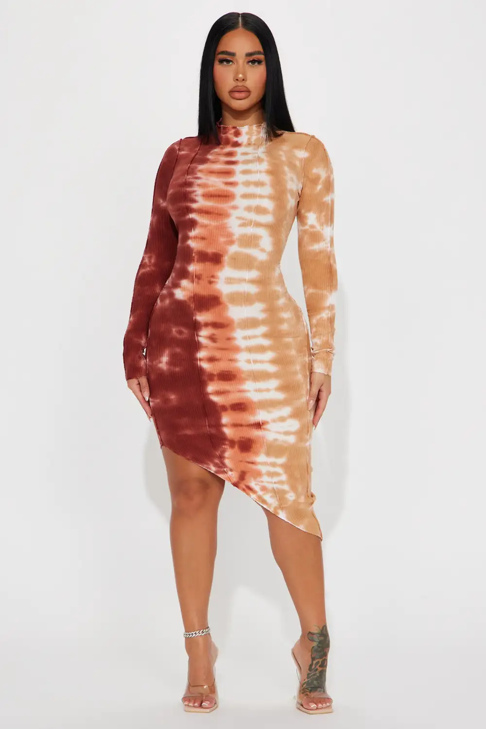Rene Tie Dye Midi Dress - Chocolate/Combo