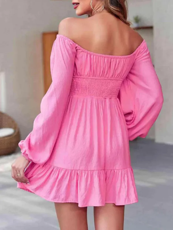 Women's pink bubble sleeved dress