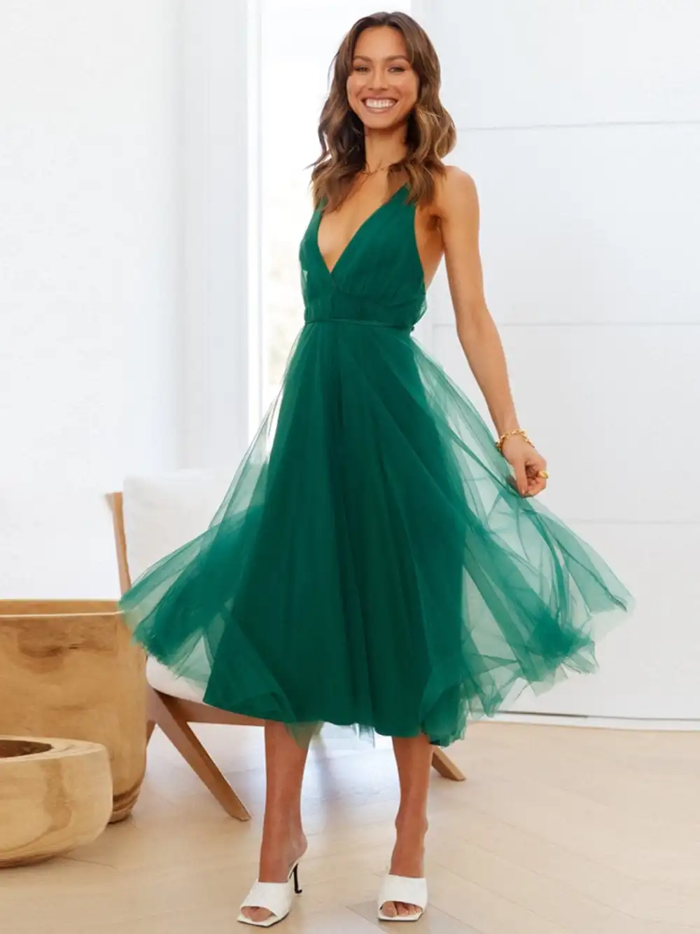 GYPSY-Backless Crisscross Sleeveless Midi Dress