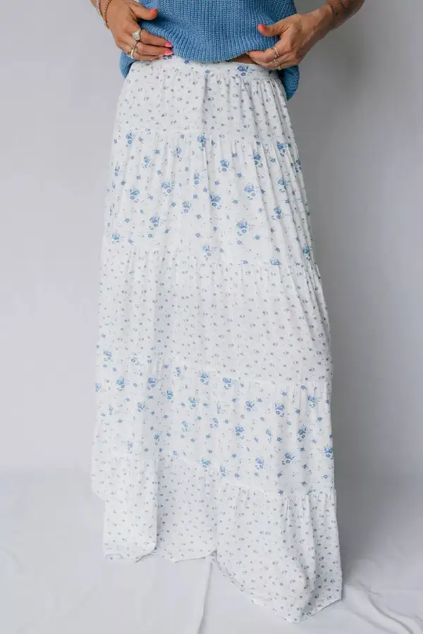 Floral High Waist Maxi Skirt