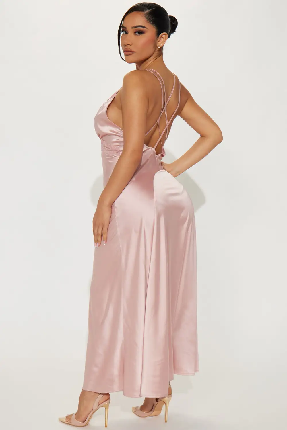 Aubree Satin Maxi Dress - Blush