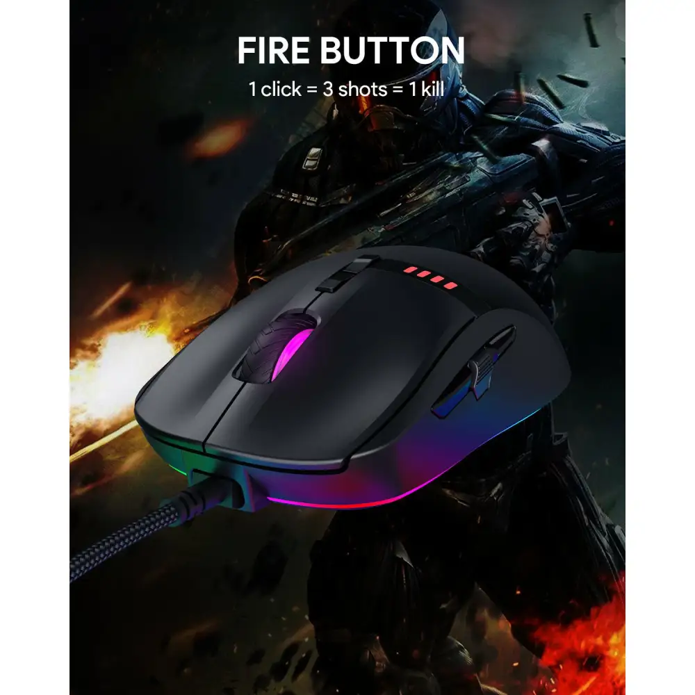 Aukey GM-F4 Gaming Mouse With RGB Lighting Effects