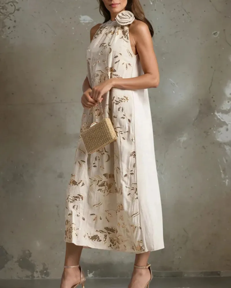 Easy Fit Floral Midi Tie Detail Dress