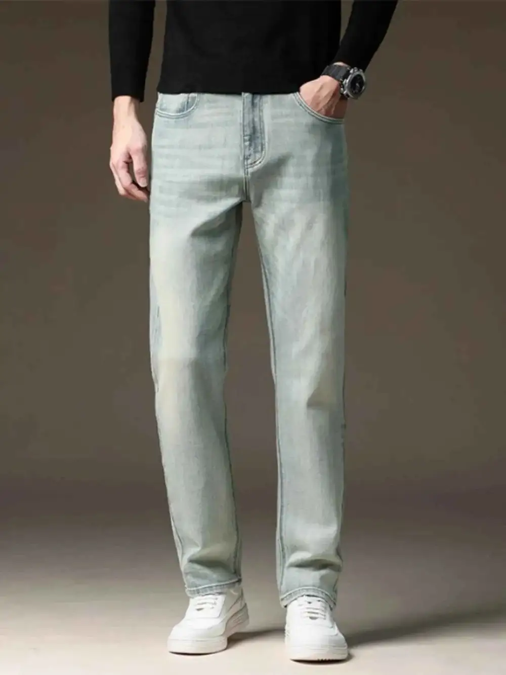Wash Straight Fit Casual Jeans