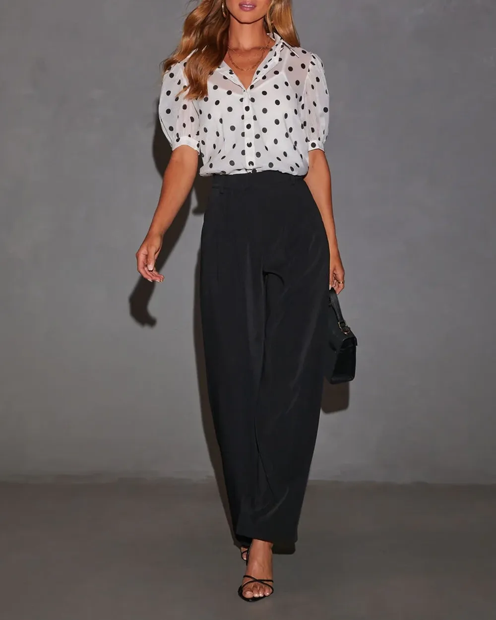 Button Down Puff Sleeve Top