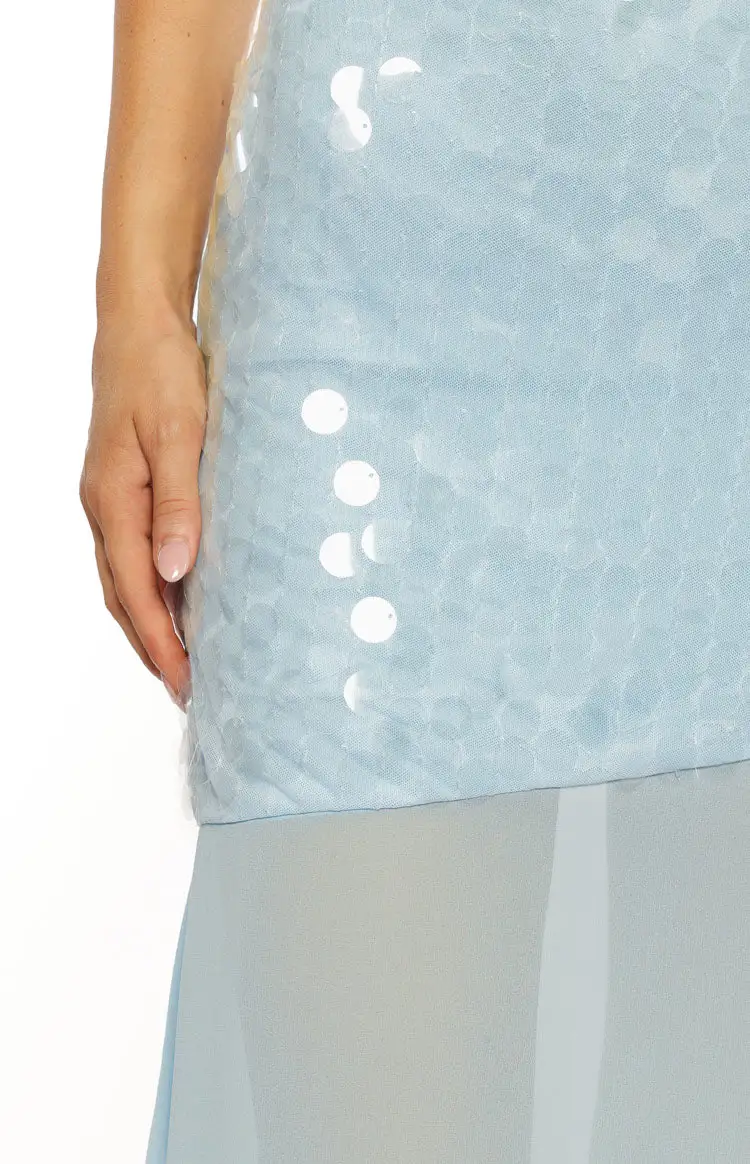 Asymmetrical Sequin Maxi Dress